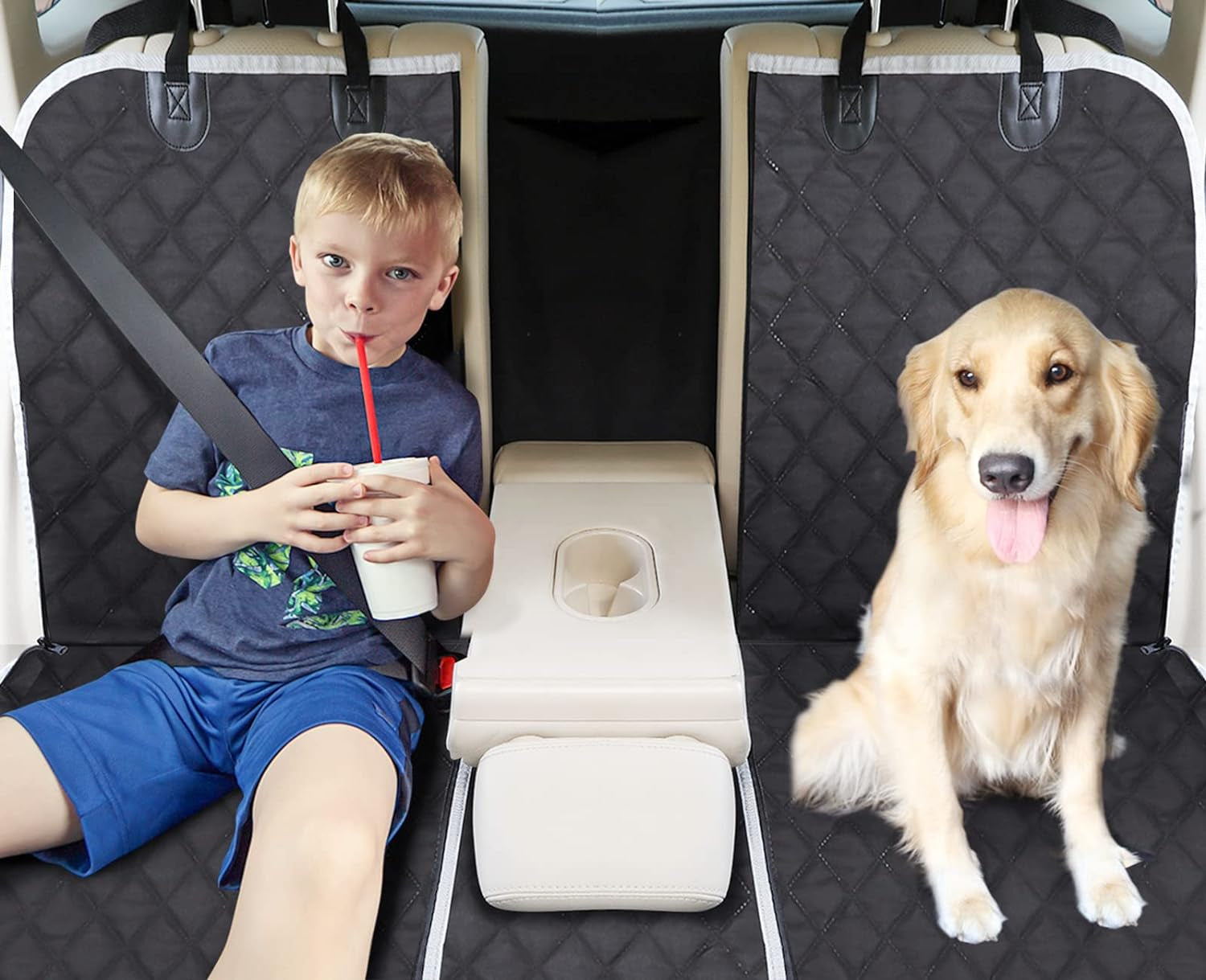 Premium Waterproof Dog Car Seat Cover with Mesh Perspective, Storage Bags, and Hammock Design - Scratch-Proof and Non-Slip for SUVs and Trucks