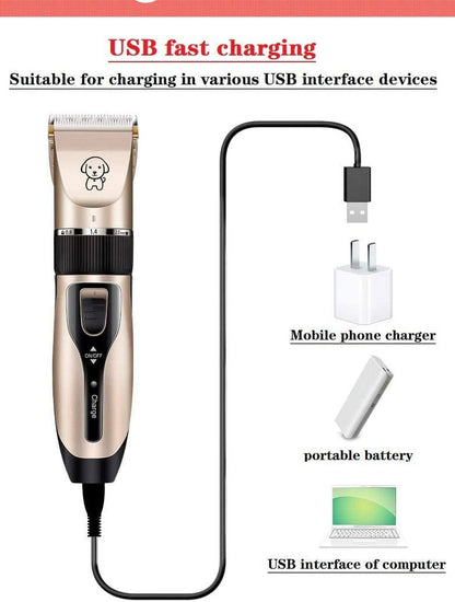 Rechargeable Cordless Pet Grooming Kit: Low Noise Dog and Cat Clippers with Scissor Comb