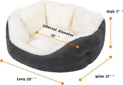 Indoor Small Dog and Cat Bed, 20-Inch Washable Flannel with Anti-Slip Bottom, Ideal for Puppies and Cats