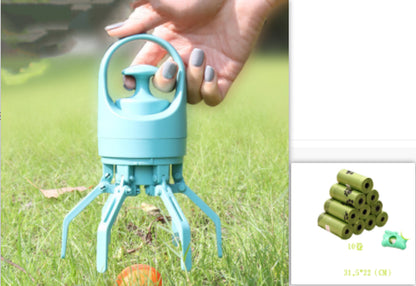 Portable Lightweight Dog Waste Scooper with Integrated Poop Bag Dispenser and Eight-Claw Shovel for Pet Clean-Up Solutions