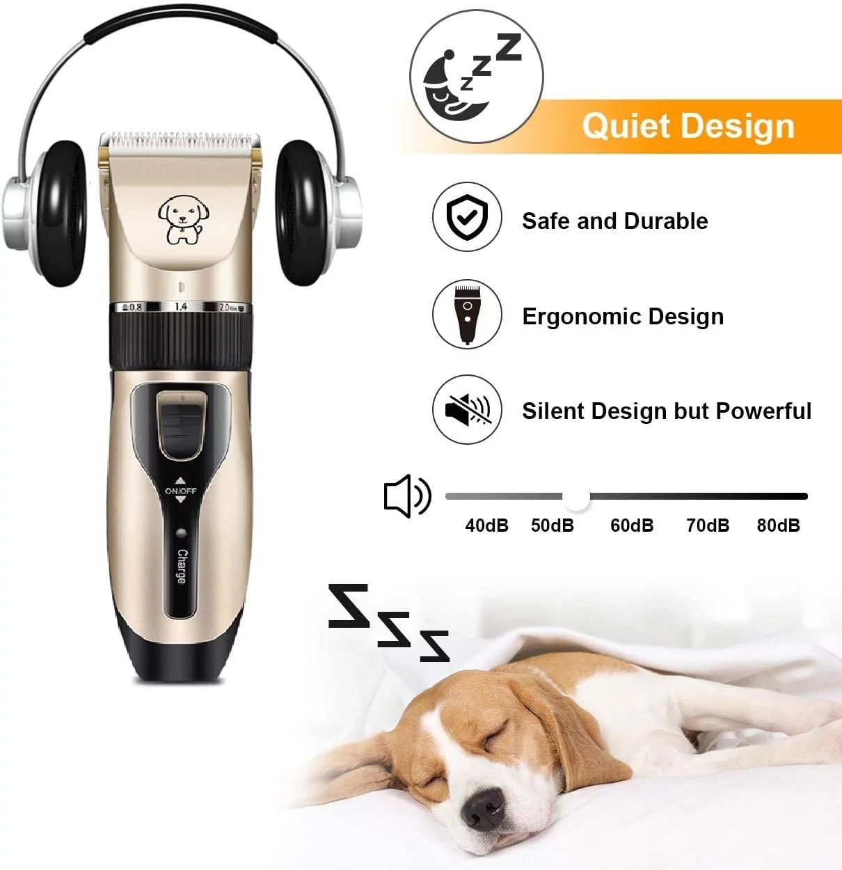 Rechargeable Cordless Pet Grooming Kit: Low Noise Dog and Cat Clippers with Scissor Comb