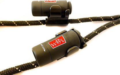 Automatic 360° Tangle-Free Dual Dog Leash with Gel Handle, Reflective Rope, and Optional LED Lights up to 25 Feet - Universal Size for Medium/Large Dogs, Black with Two Rechargeable Lights