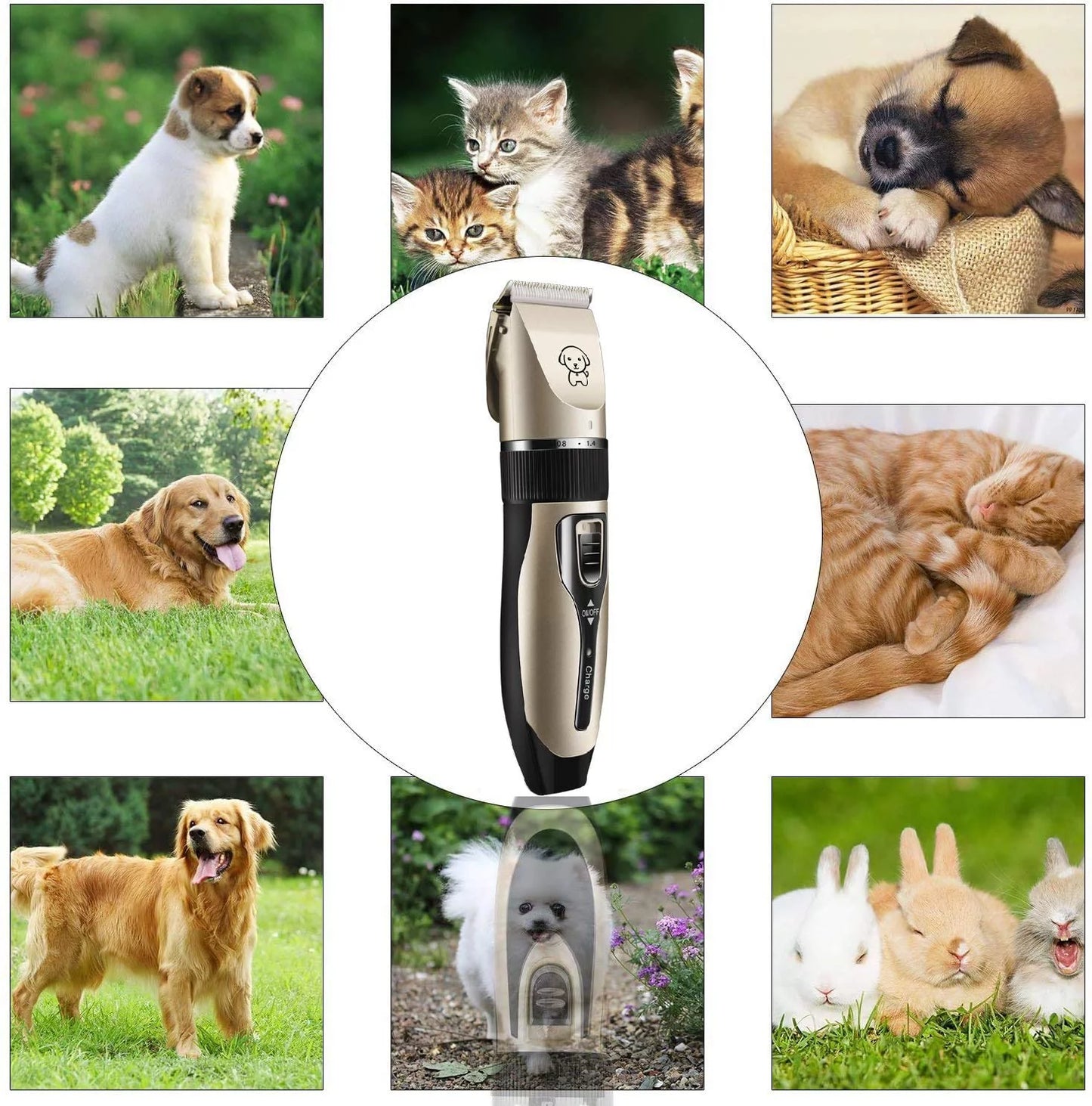 Rechargeable Cordless Pet Grooming Kit: Low Noise Dog and Cat Clippers with Scissor Comb