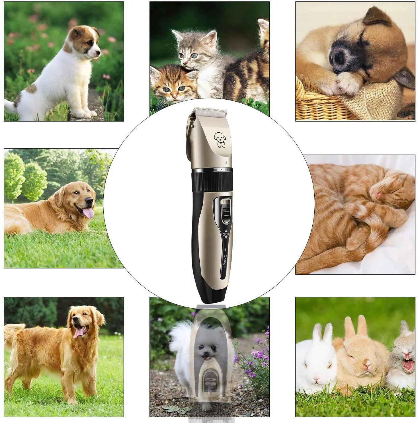 Rechargeable Cordless Pet Grooming Kit: Low Noise Dog and Cat Clippers with Scissor Comb