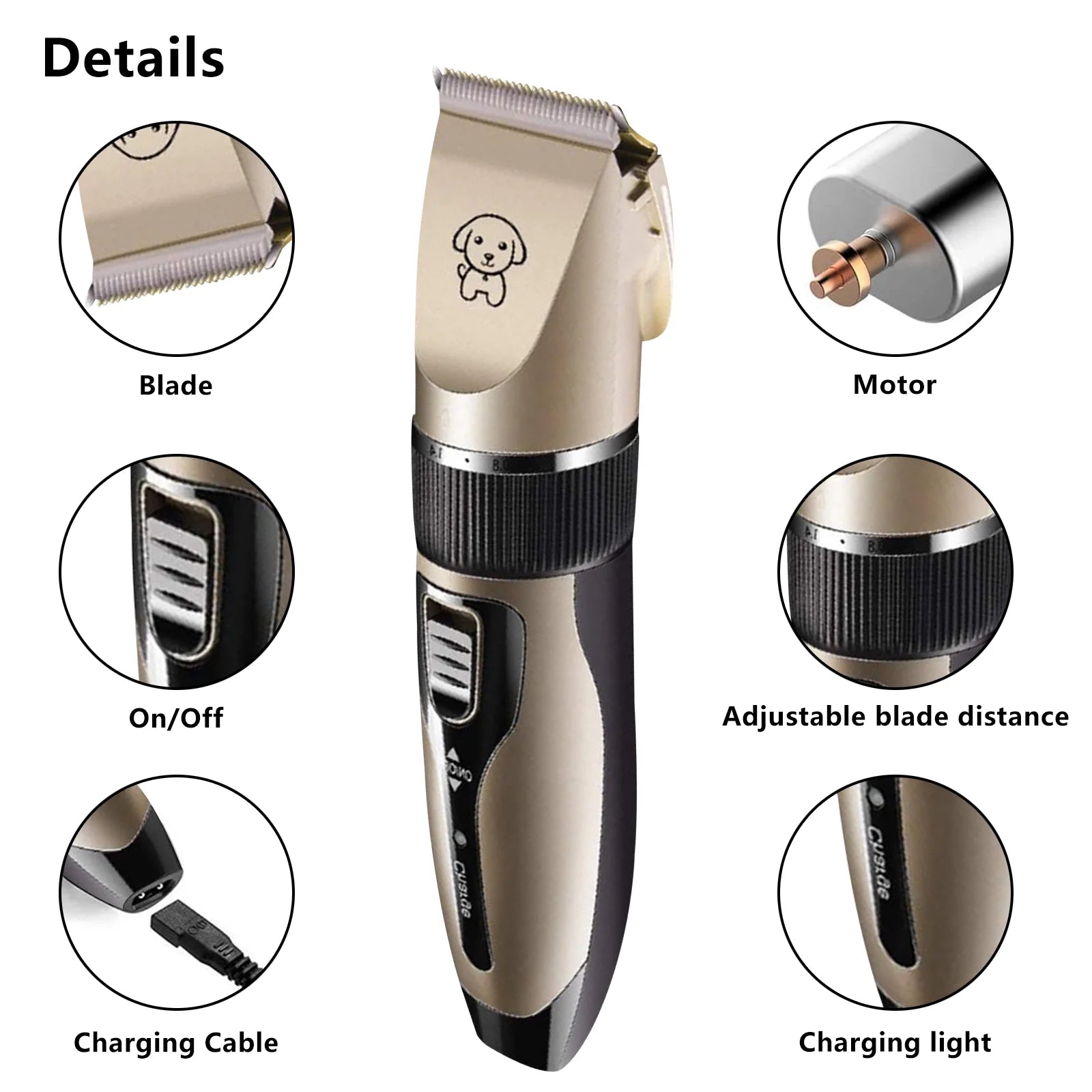 Rechargeable Cordless Pet Grooming Kit: Low Noise Dog and Cat Clippers with Scissor Comb