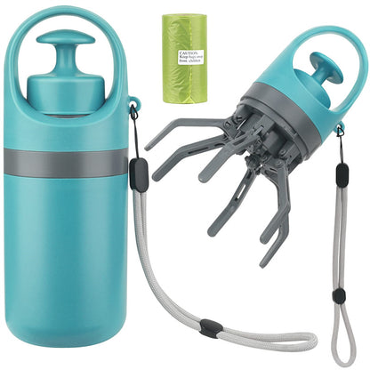 Portable Lightweight Dog Waste Scooper with Integrated Poop Bag Dispenser and Eight-Claw Shovel for Pet Clean-Up Solutions