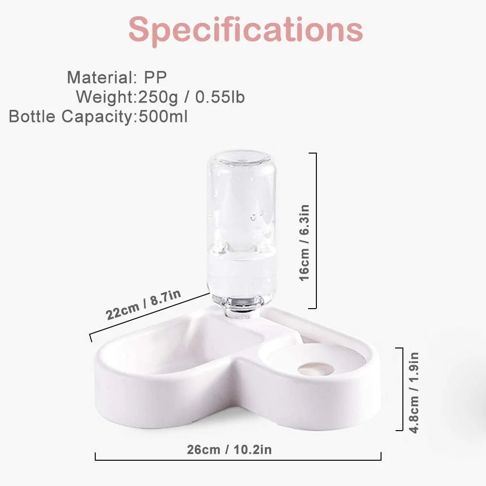 Automatic Pet Water Dispenser and Food Bowl for Dogs and Cats - Easy to Clean PP Design