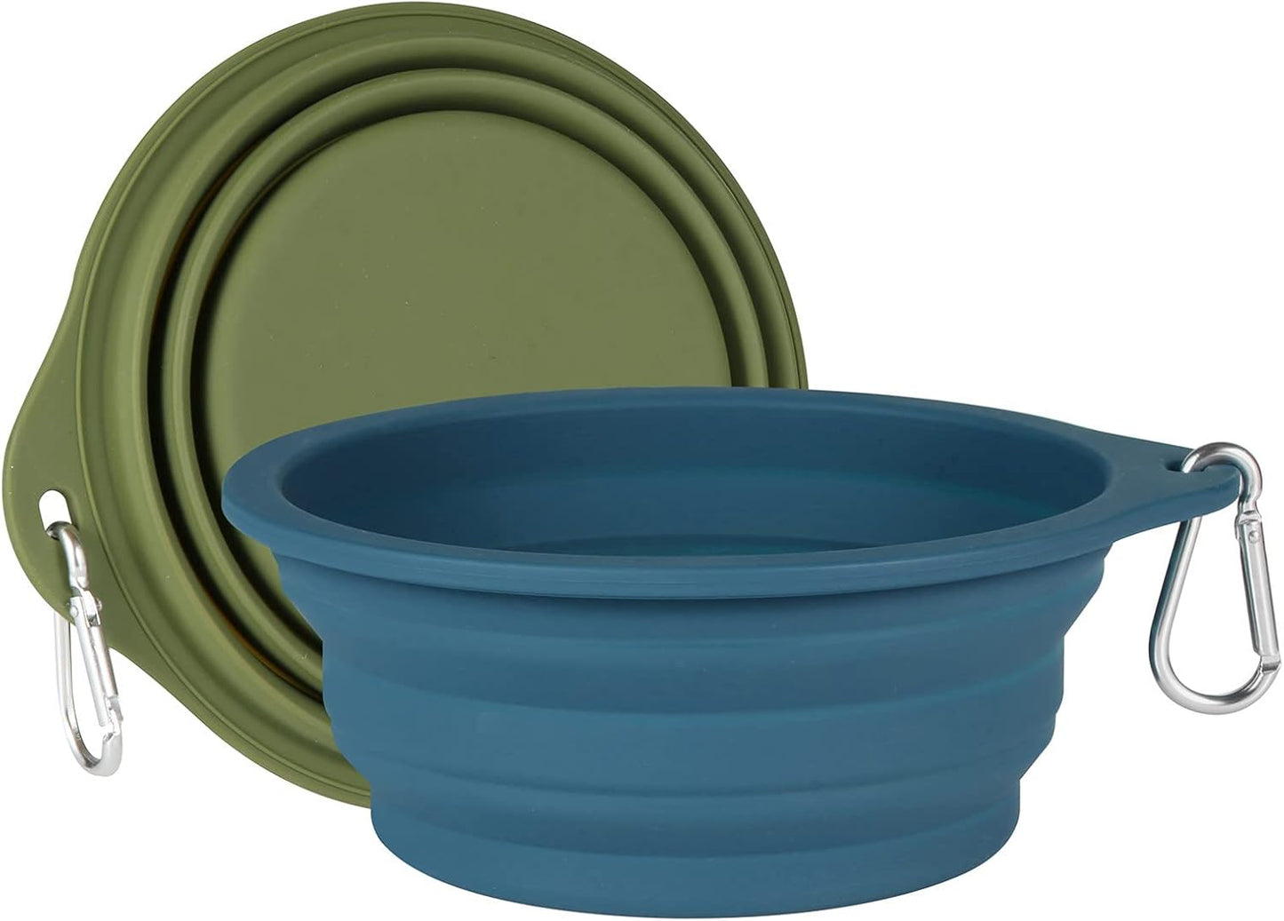 Pack de 2 Comederos Plegables para Perros, Diseño Integrado sin Borde de Plástico, Ideales para Viajes y Uso en Exteriores, 600 ml (Azul Marino y Verde Oscuro)