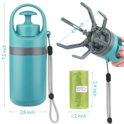Portable Lightweight Dog Waste Scooper with Integrated Poop Bag Dispenser and Eight-Claw Shovel for Pet Clean-Up Solutions