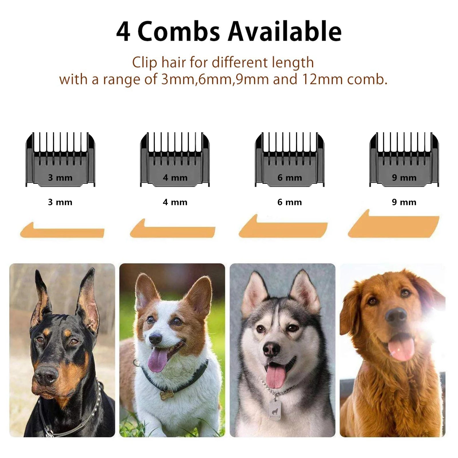 Rechargeable Cordless Pet Grooming Kit: Low Noise Dog and Cat Clippers with Scissor Comb