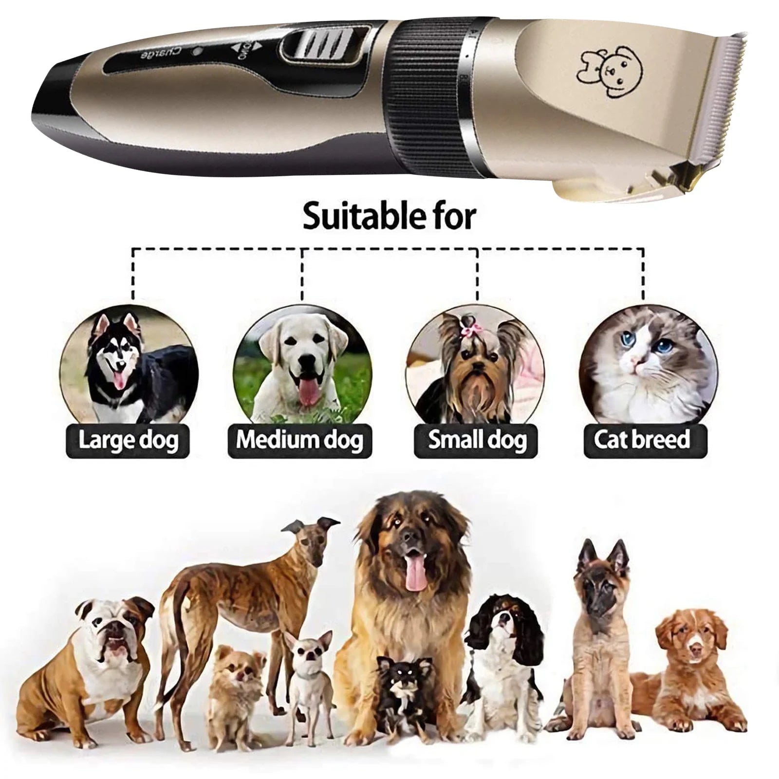 Rechargeable Cordless Pet Grooming Kit: Low Noise Dog and Cat Clippers with Scissor Comb