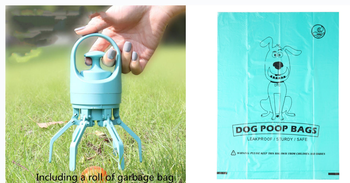 Portable Lightweight Dog Waste Scooper with Integrated Poop Bag Dispenser and Eight-Claw Shovel for Pet Clean-Up Solutions